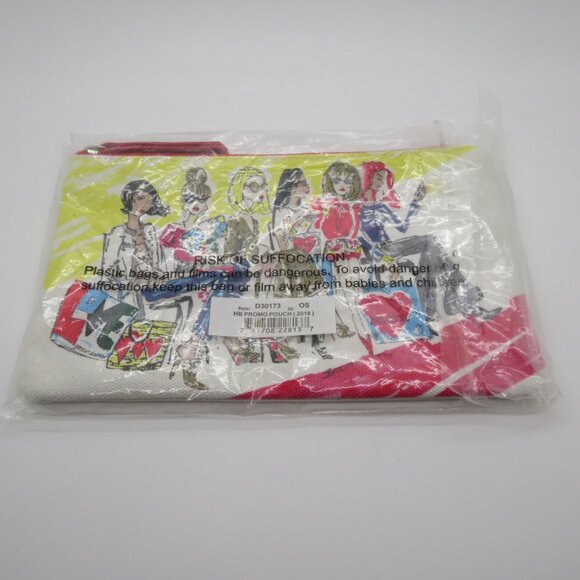 Women Small Canvas Pouch Bag Brighton 2018 Promo Hearts Lining Screen Print Chic - Picture 12 of 12